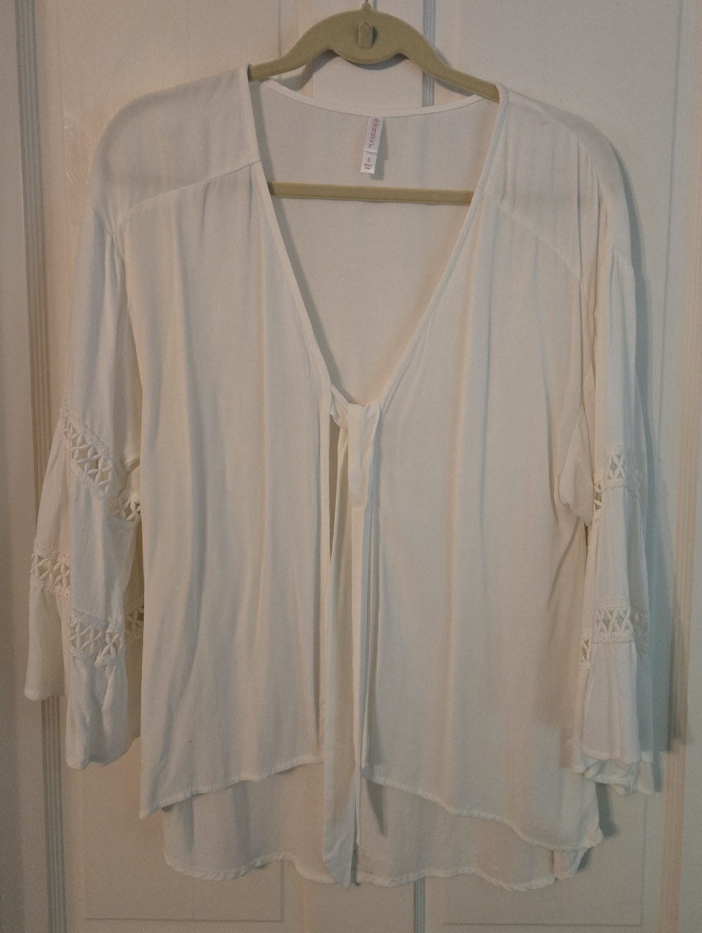 Xhilaration Cream Tie-Front Boho Blouse